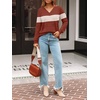 image:imageAUTOMET Womens V Neck Long Sleeve Shirts Fall Tops 2026 Lightweight SweaterCaramal Apricot Block