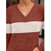 image:imageAUTOMET Womens V Neck Long Sleeve Shirts Fall Tops 2026 Lightweight SweaterCaramal Apricot Block
