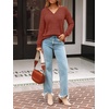 image:imageAUTOMET Womens V Neck Long Sleeve Shirts Fall Tops 2026 Lightweight SweaterCaramel