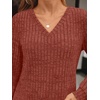 image:imageAUTOMET Womens V Neck Long Sleeve Shirts Fall Tops 2026 Lightweight SweaterCaramel