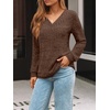 image:imageAUTOMET Womens V Neck Long Sleeve Shirts Fall Tops 2026 Lightweight SweaterChocolatebrown