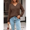image:imageAUTOMET Womens V Neck Long Sleeve Shirts Fall Tops 2026 Lightweight SweaterChocolatebrown