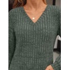 image:imageAUTOMET Womens V Neck Long Sleeve Shirts Fall Tops 2026 Lightweight SweaterGreen