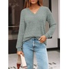 image:imageAUTOMET Womens V Neck Long Sleeve Shirts Fall Tops 2026 Lightweight SweaterGreenmint
