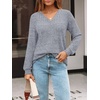 image:imageAUTOMET Womens V Neck Long Sleeve Shirts Fall Tops 2026 Lightweight SweaterGrey