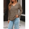 image:imageAUTOMET Womens V Neck Long Sleeve Shirts Fall Tops 2026 Lightweight SweaterKhaki