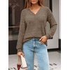 image:imageAUTOMET Womens V Neck Long Sleeve Shirts Fall Tops 2026 Lightweight SweaterKhaki