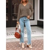 image:imageAUTOMET Womens V Neck Long Sleeve Shirts Fall Tops 2026 Lightweight SweaterKhaki