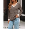 image:imageAUTOMET Womens V Neck Long Sleeve Shirts Fall Tops 2026 Lightweight SweaterKhaki Apricot