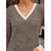 image:imageAUTOMET Womens V Neck Long Sleeve Shirts Fall Tops 2026 Lightweight SweaterKhaki Apricot