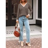 image:imageAUTOMET Womens V Neck Long Sleeve Shirts Fall Tops 2026 Lightweight SweaterKhaki Apricot