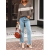 image:imageAUTOMET Womens V Neck Long Sleeve Shirts Fall Tops 2026 Lightweight SweaterKhaki Apricot Block