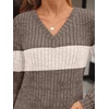 image:imageAUTOMET Womens V Neck Long Sleeve Shirts Fall Tops 2026 Lightweight SweaterKhaki Apricot Block