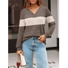 image:imageAUTOMET Womens V Neck Long Sleeve Shirts Fall Tops 2026 Lightweight SweaterKhaki Apricot Block