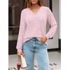 image:imageAUTOMET Womens V Neck Long Sleeve Shirts Fall Tops 2026 Lightweight SweaterPink