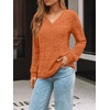 image:imageAUTOMET Womens V Neck Long Sleeve Shirts Fall Tops 2026 Lightweight SweaterPumpkin