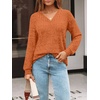 image:imageAUTOMET Womens V Neck Long Sleeve Shirts Fall Tops 2026 Lightweight SweaterPumpkin