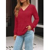image:imageAUTOMET Womens V Neck Long Sleeve Shirts Fall Tops 2026 Lightweight SweaterRed