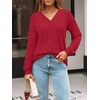 image:imageAUTOMET Womens V Neck Long Sleeve Shirts Fall Tops 2026 Lightweight SweaterRed