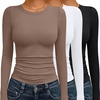 image:imageAUTOMET 3 Pack Womens Long Sleeve Basic Shirts Underscrub Compression TopsBlack white coffee Gray