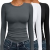 image:imageAUTOMET 3 Pack Womens Long Sleeve Basic Shirts Underscrub Compression TopsBlack white gray