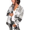 image:imageAUTOMET Shackets for Women Plaid Flannel ShirtsWhitegrey