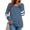 image:imageAUTOMET Womens Color Block Long Sleeve Shirts Oversized Crewneck Casual TopLightblue