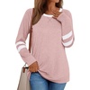 image:imageAUTOMET Womens Color Block Long Sleeve Shirts Oversized Crewneck Casual TopPink