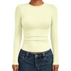 image:imageAUTOMET Womens Crew Neck Long Sleeve Shirts Compression Underscrubs TopsLemon Yellow