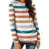 image:imageAUTOMET Womens Long Sleeve Crewneck Shirts Casual Basic TopsStripedorange