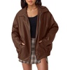 image:imageAUTOMET Womens Oversized Faux Leather Jacket for Fall and WinterCaramel