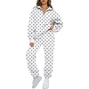 image:imageAUTOMET Womens Sweatsuits 2 Piece Outfits Lounge SetsWhite Polka Dot