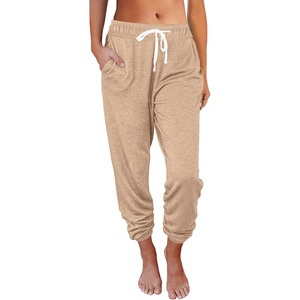 image:imageAUTOMET Womens High Waisted Lounge Sweatpants Jogger Pants with PocketsCamel