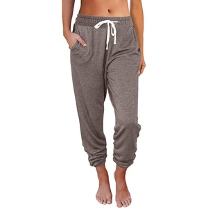 image:imageAUTOMET Womens High Waisted Lounge Sweatpants Jogger Pants with PocketsLightcoffee