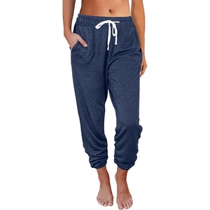 image:imageAUTOMET Womens High Waisted Lounge Sweatpants Jogger Pants with PocketsNavy Blue
