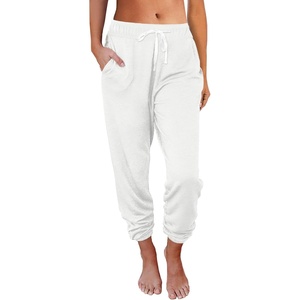 image:imageAUTOMET Womens High Waisted Lounge Sweatpants Jogger Pants with PocketsWhite