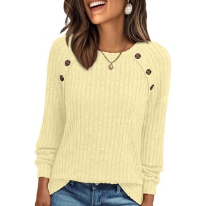 image:imageAUTOMET Womens Long Sleeve Shirts Fall Sweaters Business Casual Tops BlouseButter Yellow