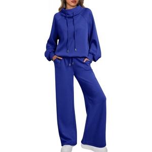 image:imageAUTOMET Womens Mock Neck 2 Piece Lounge Sweat Sets Matching Fall FashionRoyal Blue