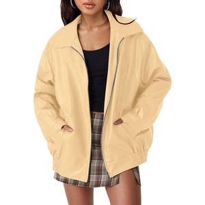 image:imageAUTOMET Womens Oversized Faux Leather Jacket for Fall and WinterKhaki