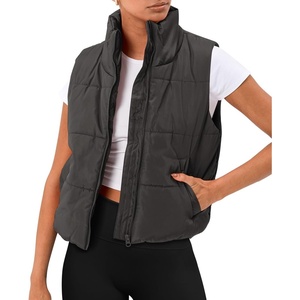 image:imageAUTOMET Womens Puffer Vest Cropped Lightweight Fall Winter OuterwearDarkgrey