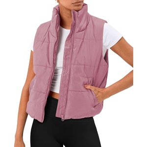 image:imageAUTOMET Womens Puffer Vest Cropped Lightweight Fall Winter OuterwearDarkpink