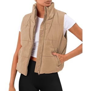 image:imageAUTOMET Womens Puffer Vest Cropped Lightweight Fall Winter OuterwearKhaki