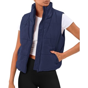 image:imageAUTOMET Womens Puffer Vest Cropped Lightweight Fall Winter OuterwearNavy