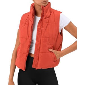 image:imageAUTOMET Womens Puffer Vest Cropped Lightweight Fall Winter OuterwearOrange