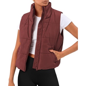 image:imageAUTOMET Womens Puffer Vest Cropped Lightweight Fall Winter OuterwearWine Red